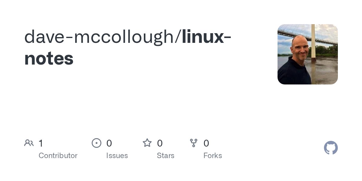 davemccollough's tweet card. Contribute to dave-mccollough/linux-notes development by creating an account on GitHub.