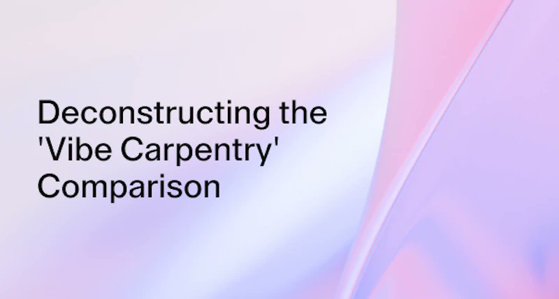 bearded_bytes's tweet card. A LinkedIn post unfairly compared Vibe Coding to untrained carpentry, but the analogy actually strengthens the case for citizen development.