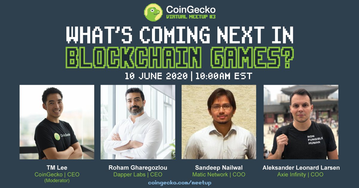 coingecko's tweet card. Register now for CoinGecko Meetup #3 on crowdcast, scheduled to go live on June 10, 2020, 10:00 PM GMT+8.