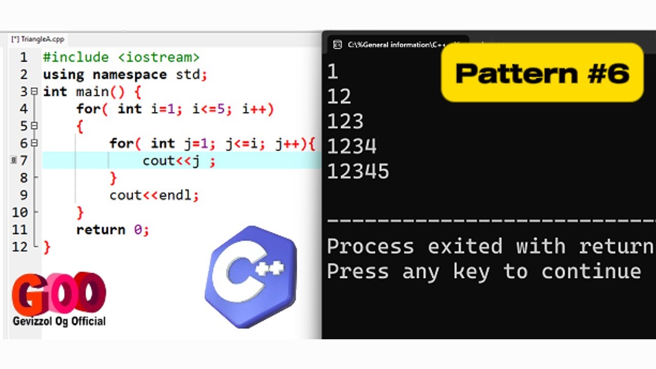 gevizzol2020's tweet card. Print Number Triangle Pattern in C++ | Beginner-Friendly Tutorial for...