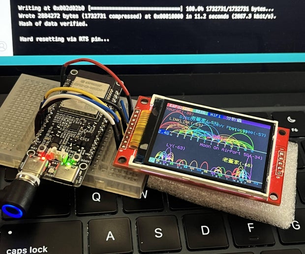dfrobotcn's tweet card. ESP32-C5 Dual Band WiFi Analyzer: This instructables show how to use the 2025 newly released ESP32-C5 dev board to build a dual band WiFi Analyzer.