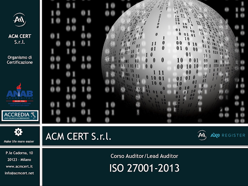 acmcert's tweet card. Corso Auditor / Lead Auditor ISO 27001