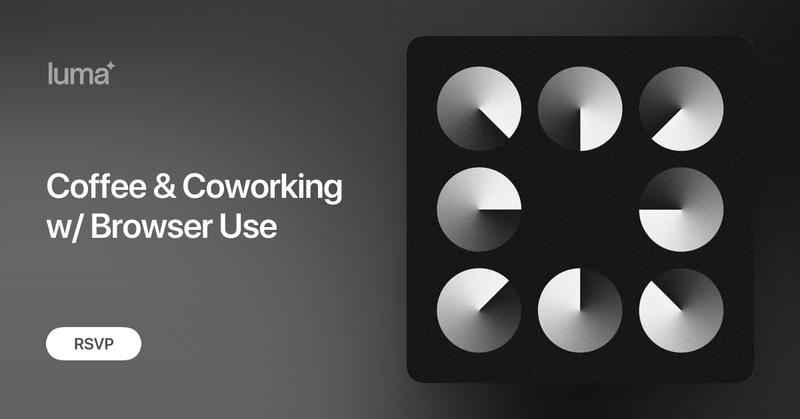 reagan_hsu's tweet card. ☕️ Free Drinks + Pastries + Coworking with the Browser Use Team! Browser Use (YC W25) is the API for the web, empowering enterprise teams to run browser…