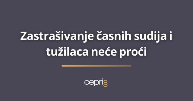 InfoCepris's tweet card. Postoje dva tipa tužilaca i sudija, oni koji profesionalno i nepristrasno rade svoj posao i oni koji se rukovode političkom celishodnošću i udvorištvom. Sudije i tužioci u CEPRIS-u pripadaju prvom …