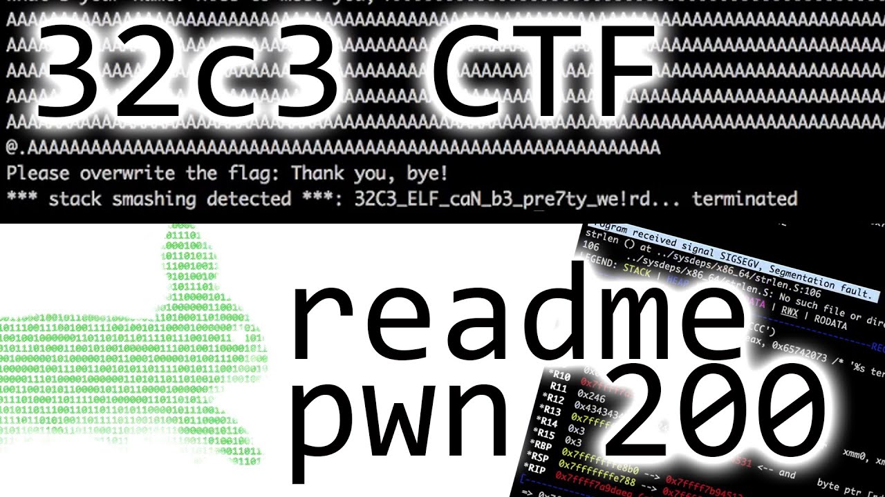LiveOverflow's tweet card. Abusing the exception handler to leak flag - 32C3CTF readme (pwnable...