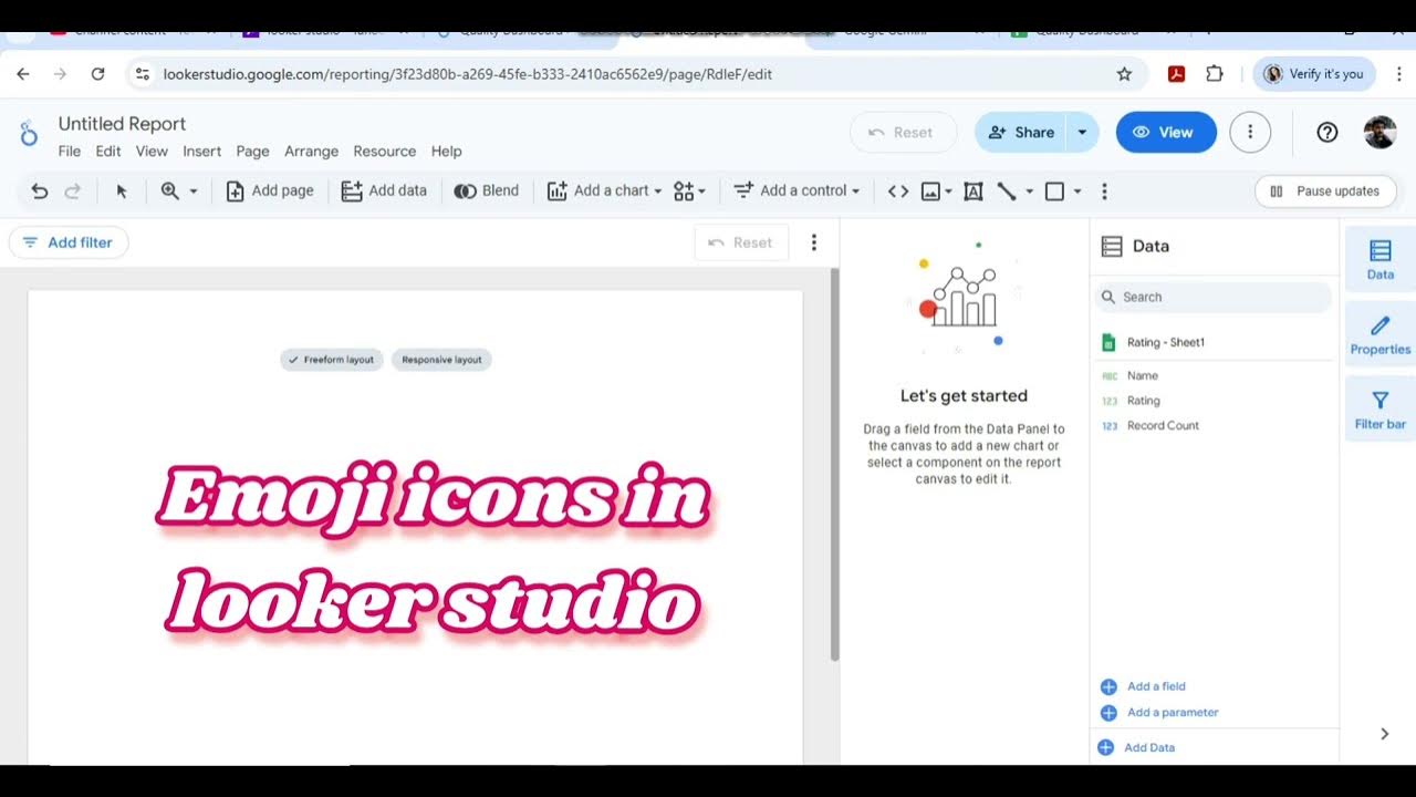 Bpotutorials's tweet card. Looker Studio part 8 - learn to add emoji in looker studio