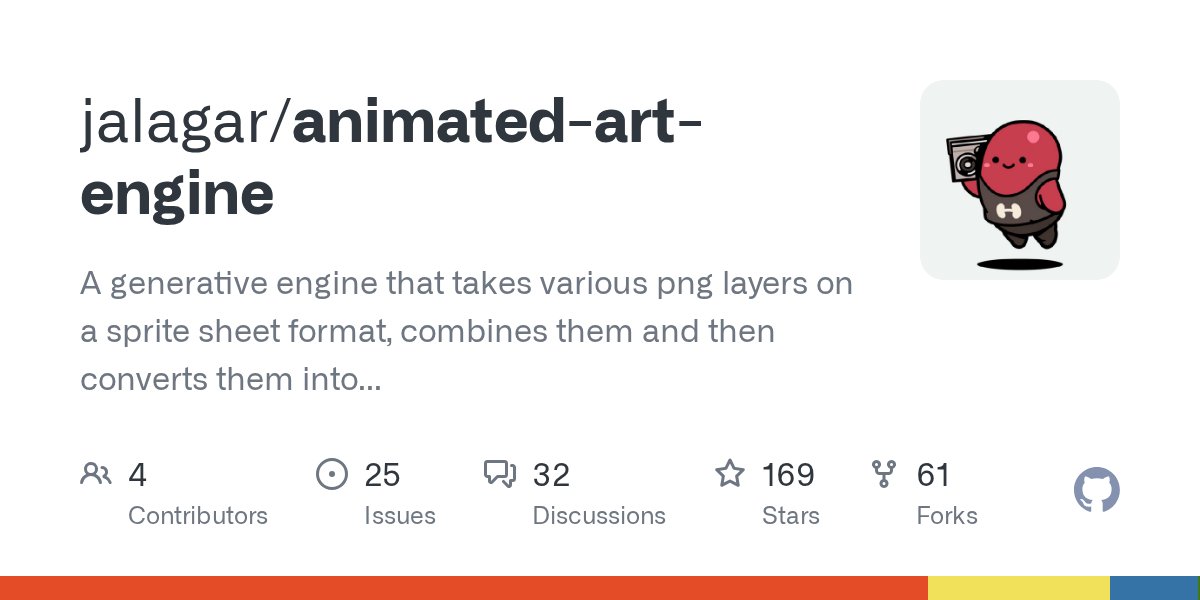 NFTChef's tweet card. A generative engine that takes various png layers on a sprite sheet format, combines them and then converts them into a .gif file - jalagar/animated-art-engine
