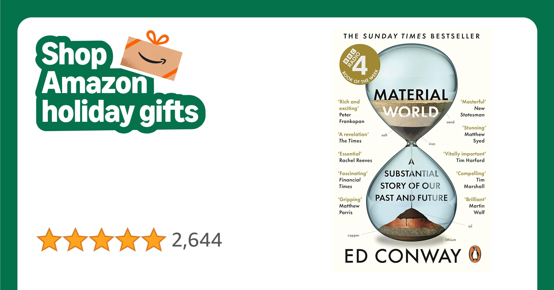 EdConwaySky's tweet card. Material World: A Substantial Story of Our Past and Future