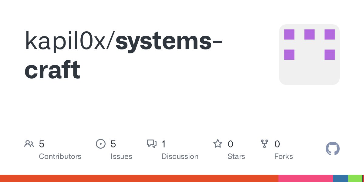 JnKapil's tweet card. Contribute to kapil0x/systems-craft development by creating an account on GitHub.