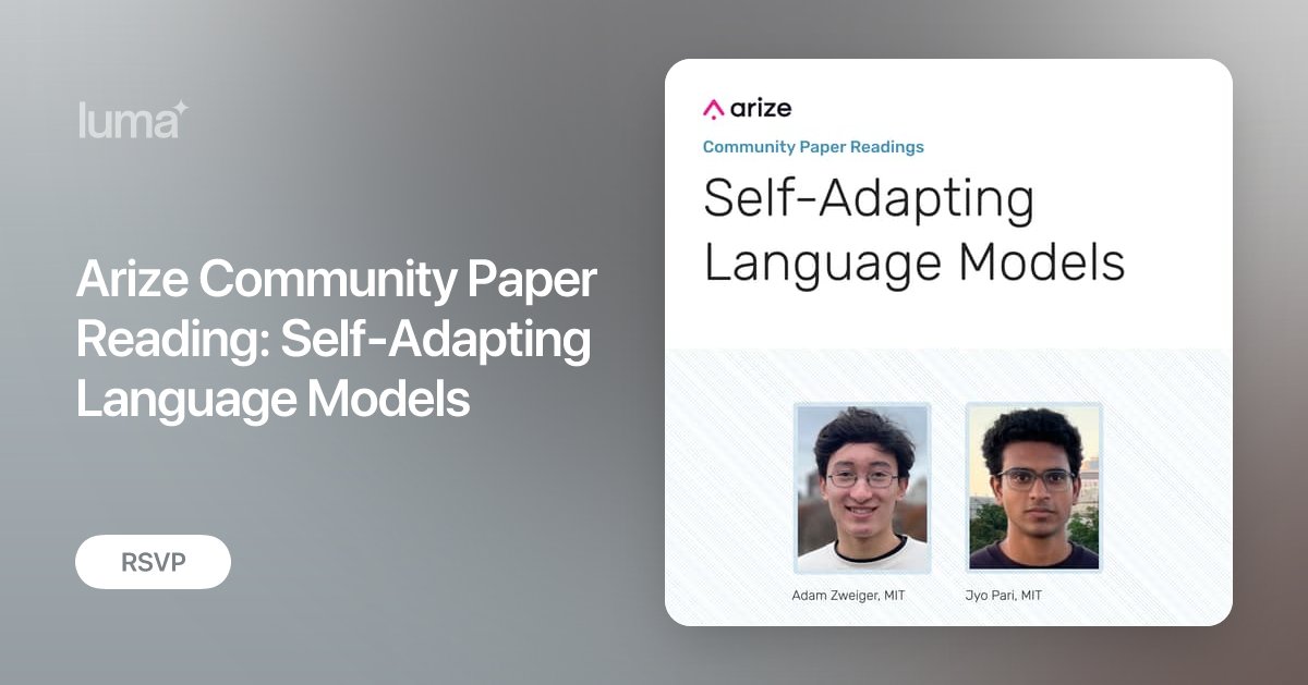 jason_lopatecki's tweet card. Large language models are powerful, but static. What if they could rewrite themselves? Join us for a live discussion with Adam Zweiger and Jyo Pari of MIT, two…