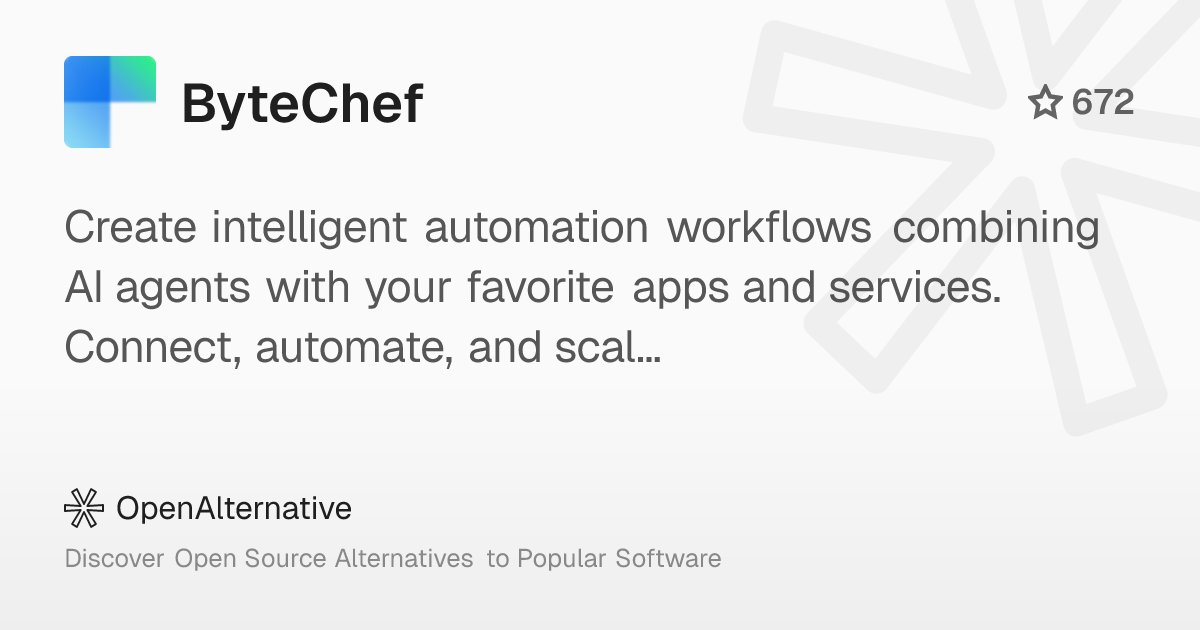 bytechefhq's tweet card. Create intelligent automation workflows combining AI agents with your favorite apps and services. Connect, automate, and scale your operations without complex coding.