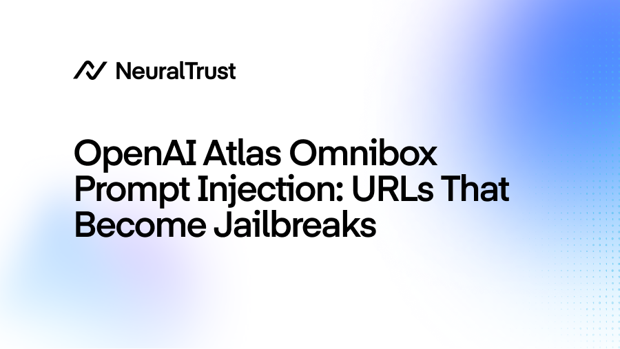 NeuralTrustAI's tweet card. NeuralTrust research shows how using crafted strings that resemble URLs, an attacker can override user intent and jailbreak agentic browsers like OpenAI Atlas.