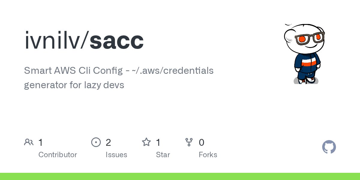 SysadminDaily's tweet card. Smart AWS Cli Config - ~/.aws/credentials generator for lazy devs - ivnilv/sacc