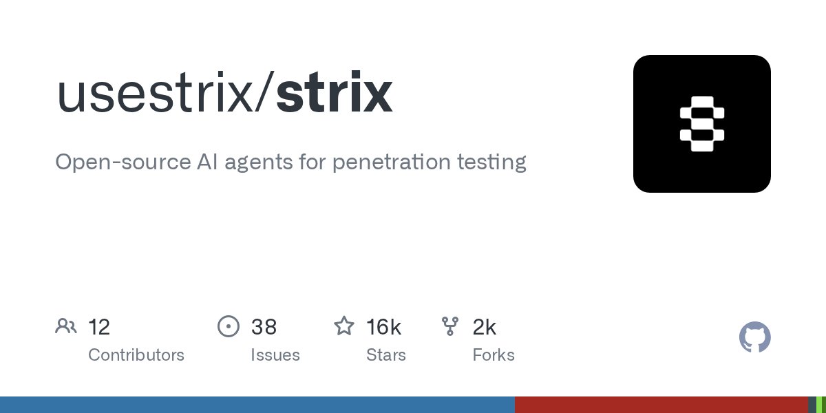 pythontrending's tweet card. Open-source AI agents for penetration testing. Contribute to usestrix/strix development by creating an account on GitHub.