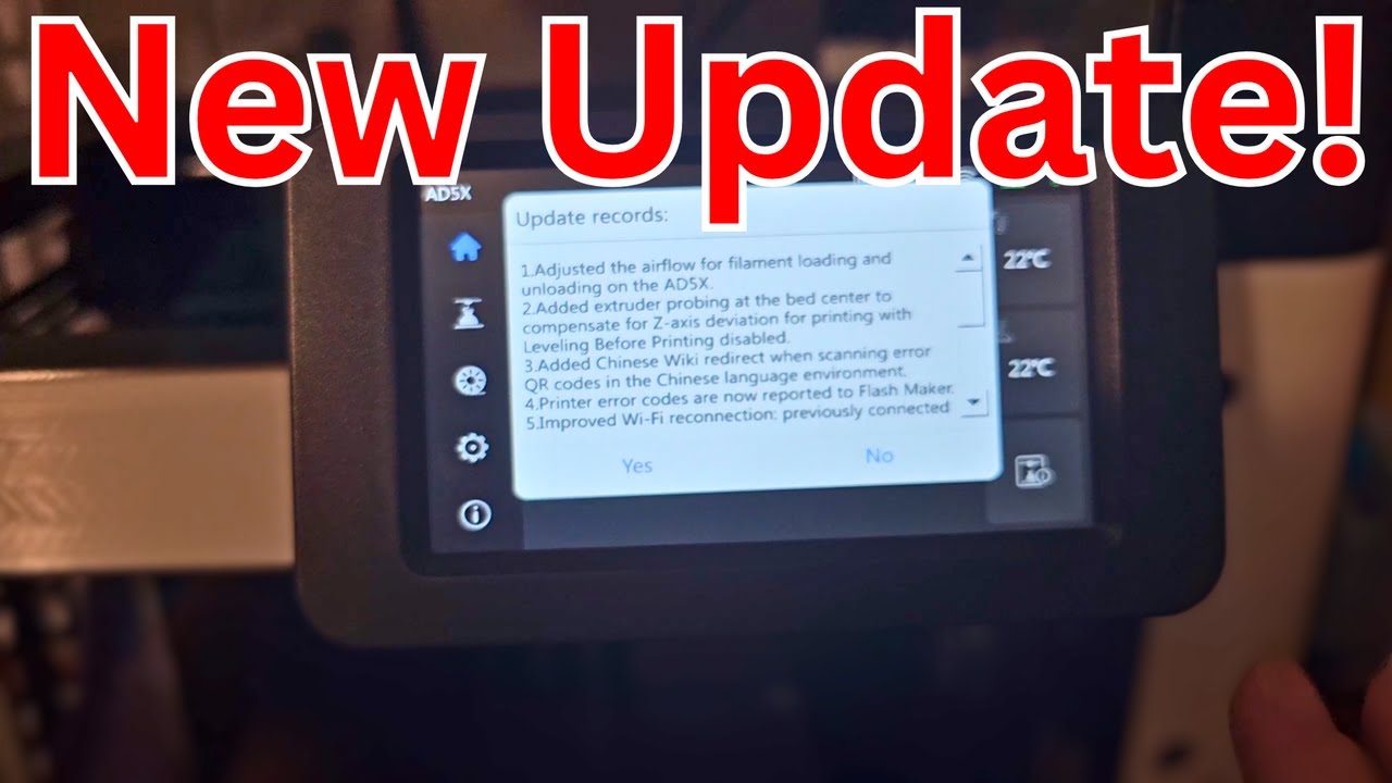 scratch3dprint's tweet card. AD5X New Firmware Update Fixes No Leveling