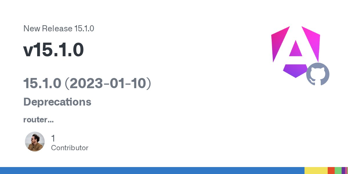 Enea_Jahollari's tweet card. 15.1.0 (2023-01-10) Deprecations router CanLoad guards in the Router are deprecated. Use CanMatch instead. router writable properties The following strategies are meant to be configured by regi...