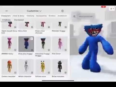 ALAWAREDATABASE's tweet card. Roblox UGC kid meme (huggy wuggy seek scary blue roblox kid)