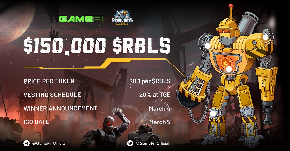 GameFi_Official's tweet card. IGO pool date: March 05, 2022