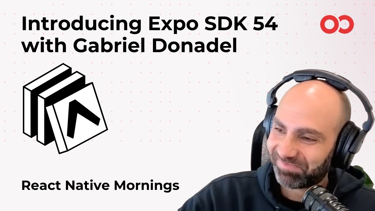 infinite_red's tweet card. Introducing Expo SDK 54 with Gabriel Donadel | React Native Mornings...