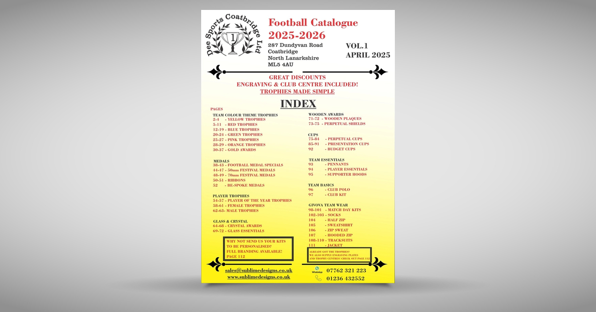 SublimeDesigns1's tweet card. Dee Sports Volume 1 Football Catalogue for 2025!