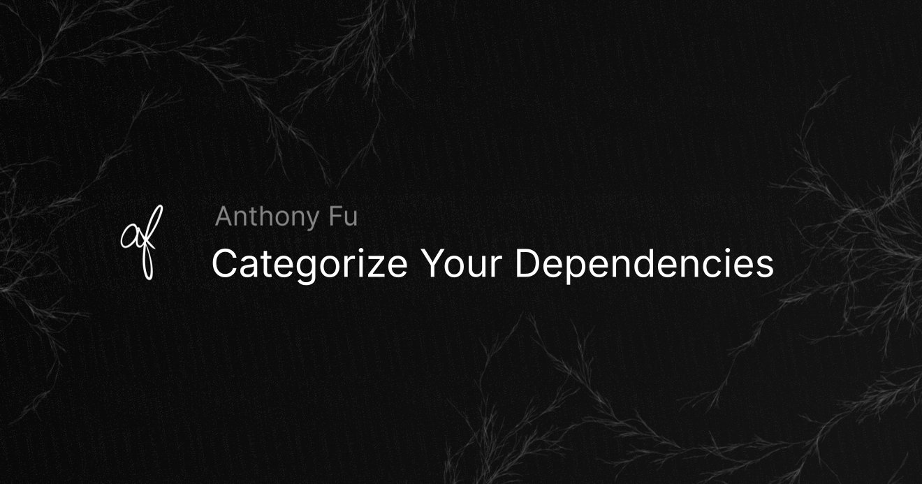 antfu7's tweet card. Categorize Your Dependencies