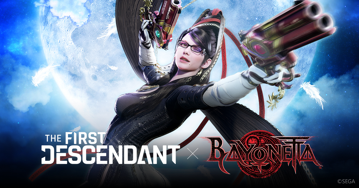 acm4dino's tweet card. The Umbra Witch Bayonetta collaborates with The First Descendant!