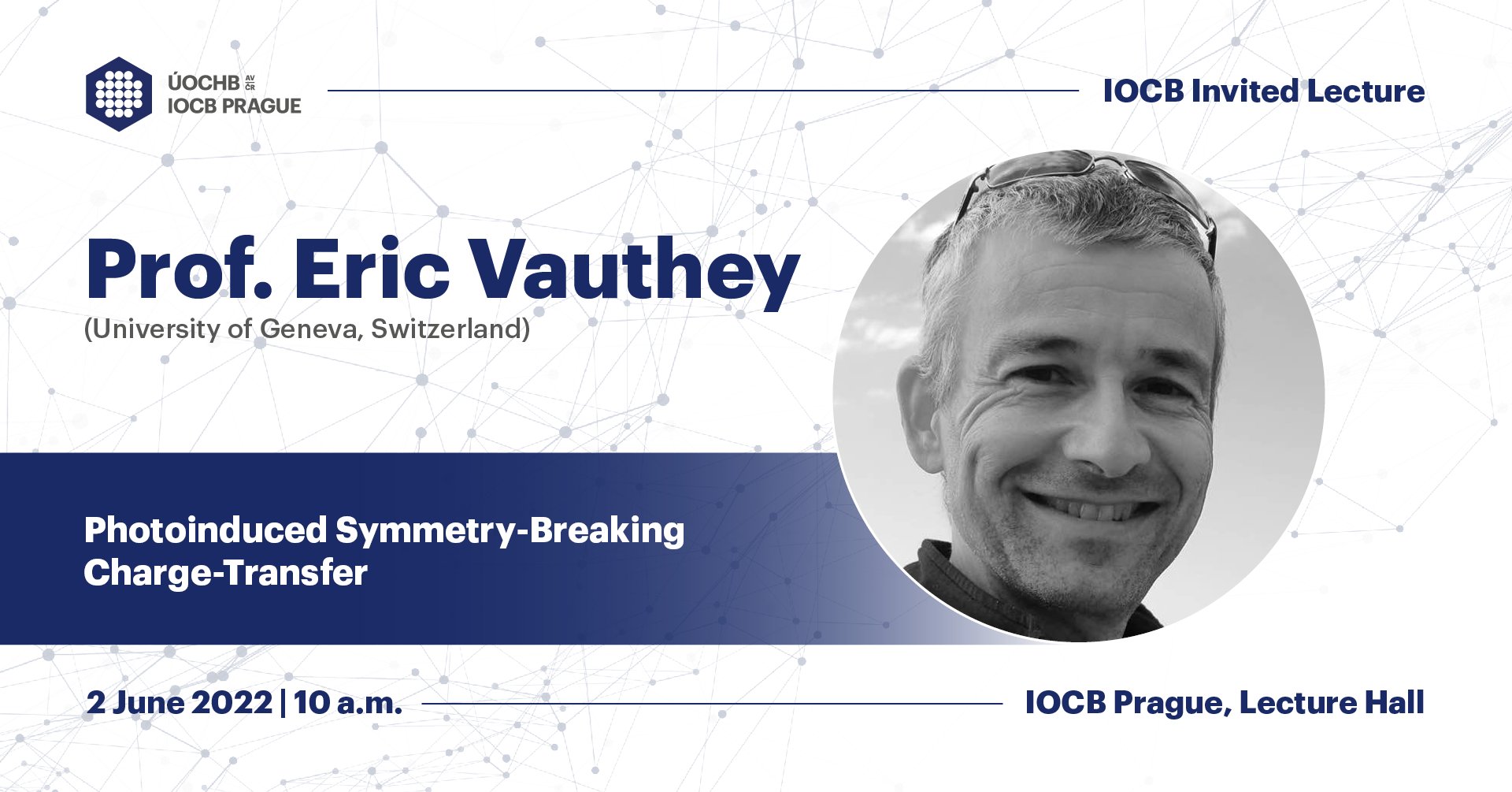 IOCBPrague's tweet card. Two types of photoinduced symmetry-breaking charge-transfer process in more simple systems will be presented. The first concerns charge separation between two identical molecules, and the second…