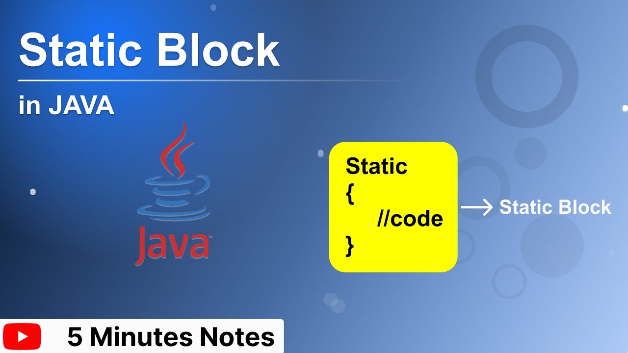 5MinuteNotes's tweet card. what is the static block in java | 5 Minutes Notes