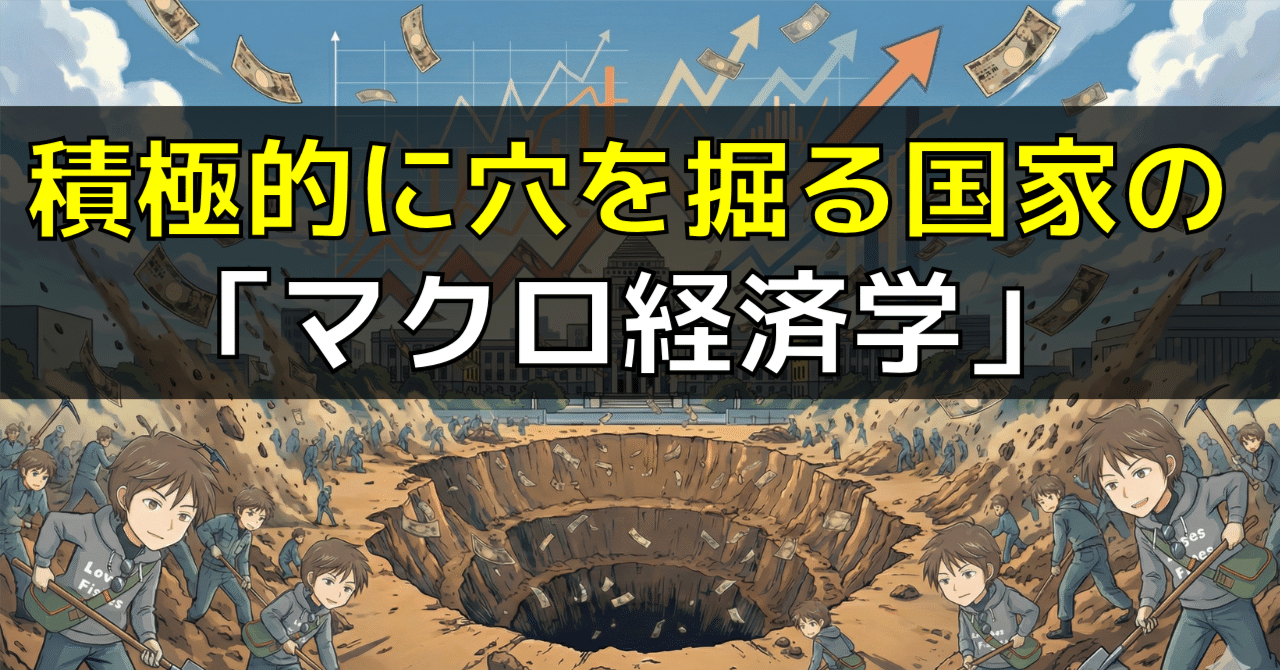 YasLovesTech's tweet card. ■ 積極的な穴掘り国家 ある国があった。 政府はこう信じていた。 「自国通貨建て国債なのだから財源は問題ない。国債を発行して全国で穴掘り事業を行えば経済は活性化する」 この国では、財政の拡大こそが経済成長であり、国が積極的にお金を使い続ければ需要は満たされ、人々は豊かになると信じられていた。 政府は巨額の国債を発行し、その資金で穴掘り補助金をばらまいた。 自治体は競うように穴掘り計画を立ち上...