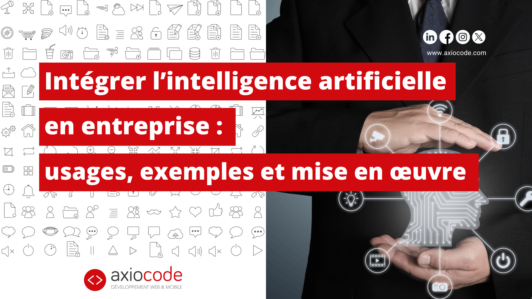 AxioCode's tweet card. Quels sont les usages de l'IA à intégrer au sein d'une entreprise ? Comment bénéficier de ces opportunités ? Découvrez nos conseils.