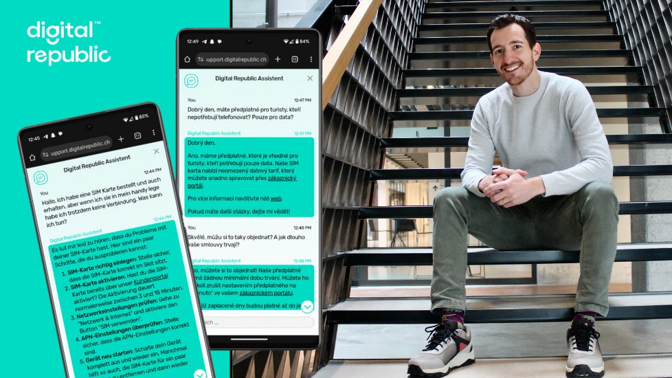 DigitRep's tweet card. Lange haben wir uns gewehrt, nun haben wir einen Case. Bei Digital Republic unterstützt euch neu bei Bedarf auch eine KI!