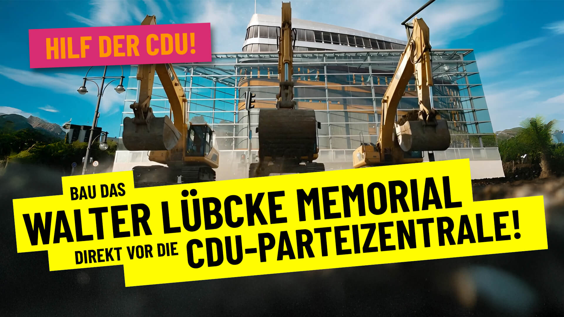 politicalbeauty's tweet card. Bau das Walter Lübcke Memorial direkt vor die Parteizentrale der CDU und werde Teil der Brandmauer