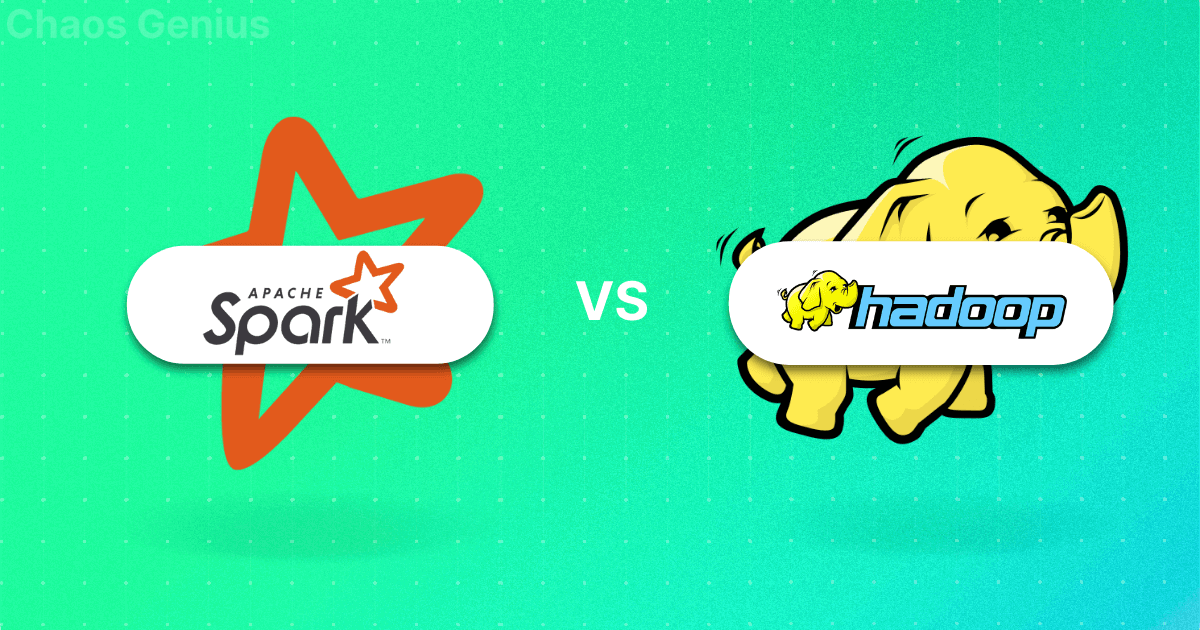 ChaosGenius's tweet card. Apache Spark vs Apache Hadoop—comparing their architecture, performance, scalability, ecosystem compatibility, security features—and more!