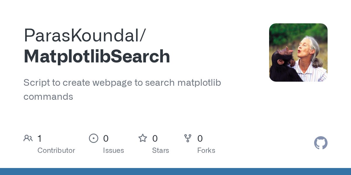 paraskoundal's tweet card. Script to create webpage to search matplotlib commands - ParasKoundal/MatplotlibSearch