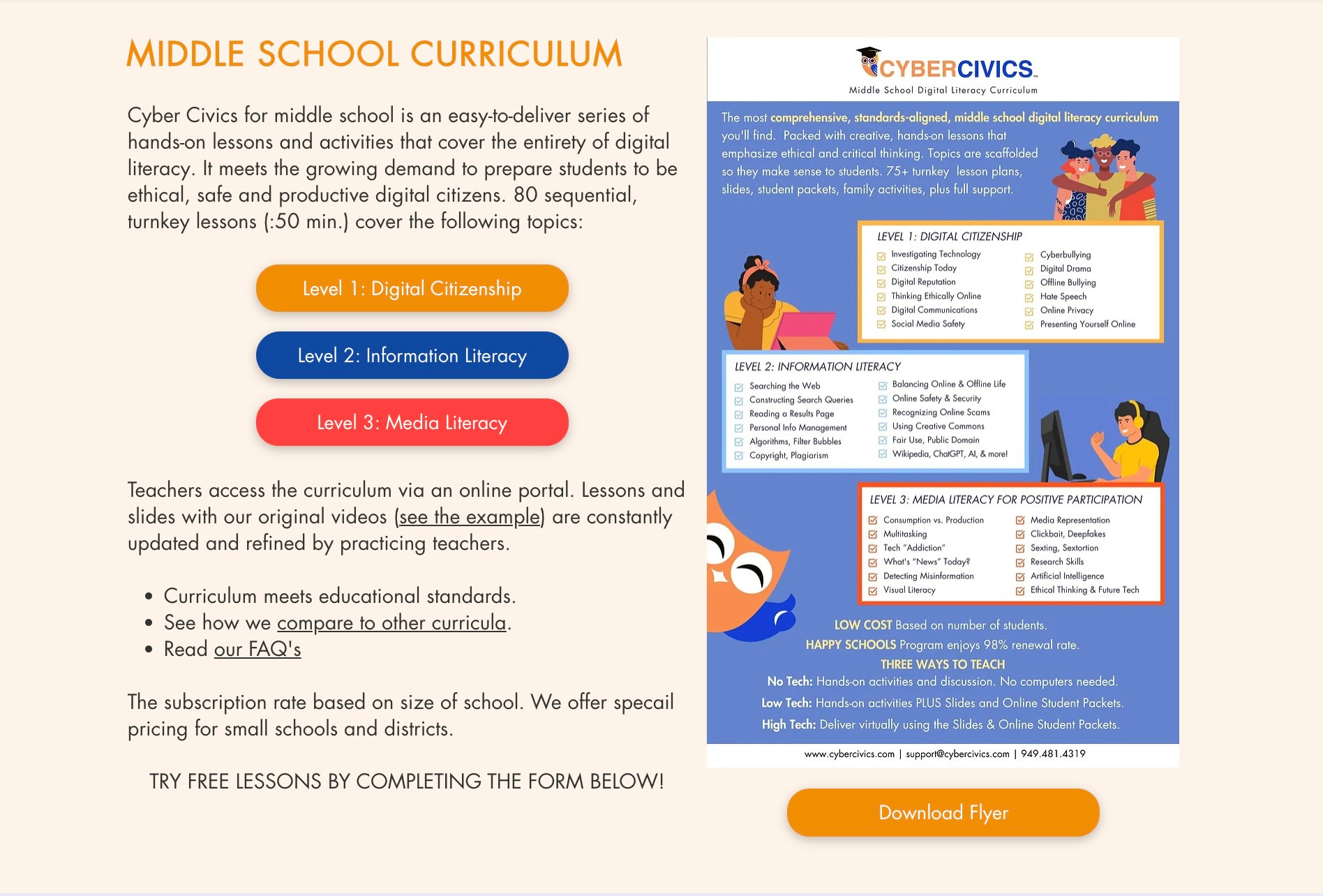 cybercivics's tweet card. Cyber Civics, a Digital Literacy Curriculum Includes three levels of weekly lessons for 50min on Digital Citizenship, information literacy, and media literacy.