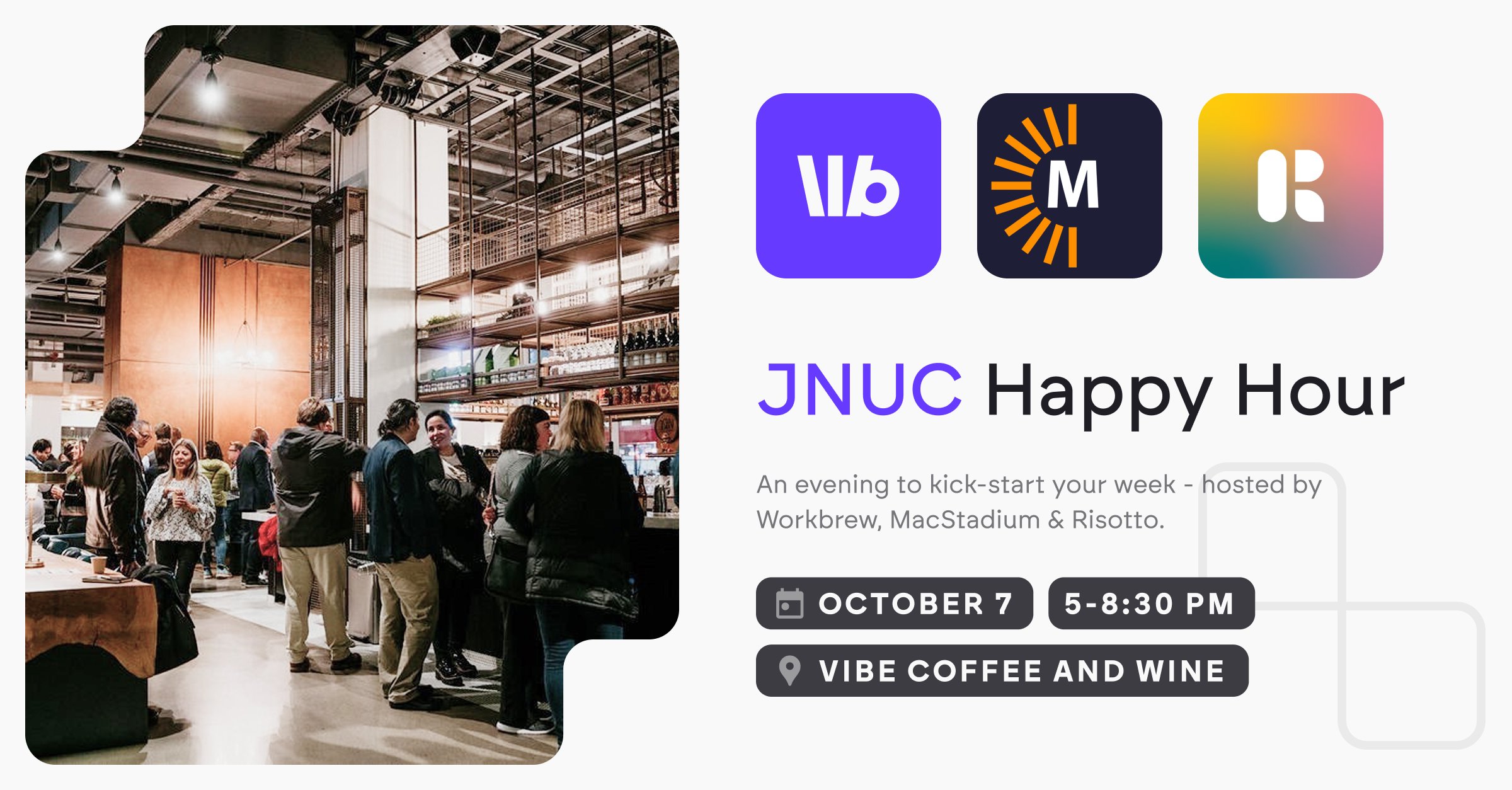 MacStadium's tweet card. JNUC Happy Hour with Workbrew, MacStadium & Risotto - Workbrew Events