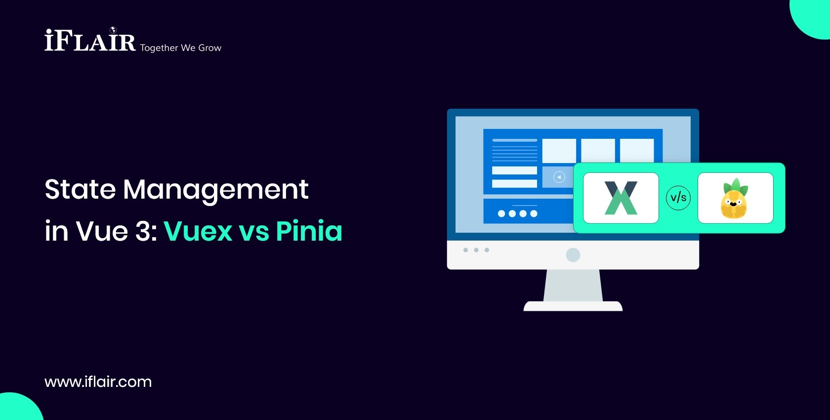 iFlairWebTech's tweet card. Vue simplifies state management with Pinia. Learn how Vuex and Pinia handle global state, improve performance, and scale modern Vue apps.