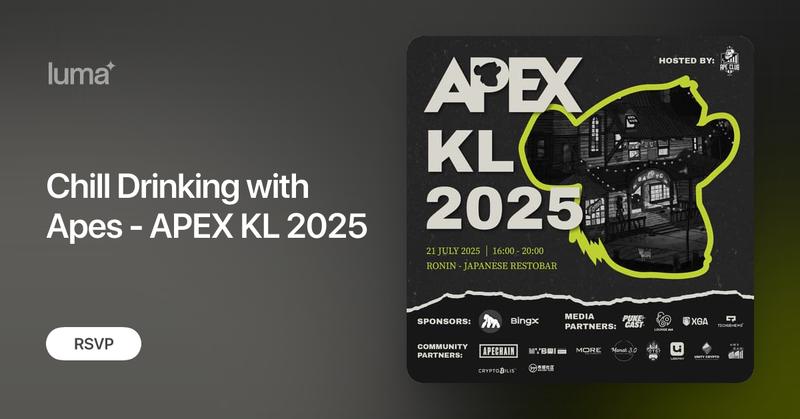 morecomofficial's tweet card. About Event : APEX KL ApeX is a Bored Ape series event, which aims to gather and host BAYC / MAYC holders and ape community members from different countries /…