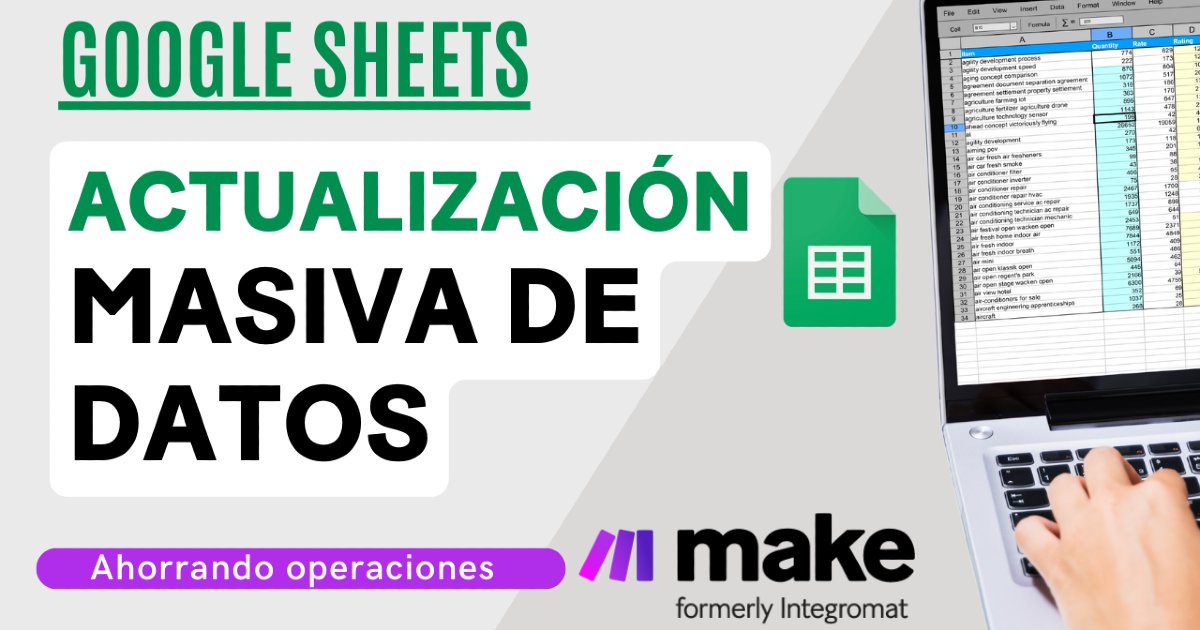 synthetic_artok's tweet card. En este video veremos cómo usar spreadsheets.values.batchUpdate con Make, así actualizar de forma masiva varias filas,