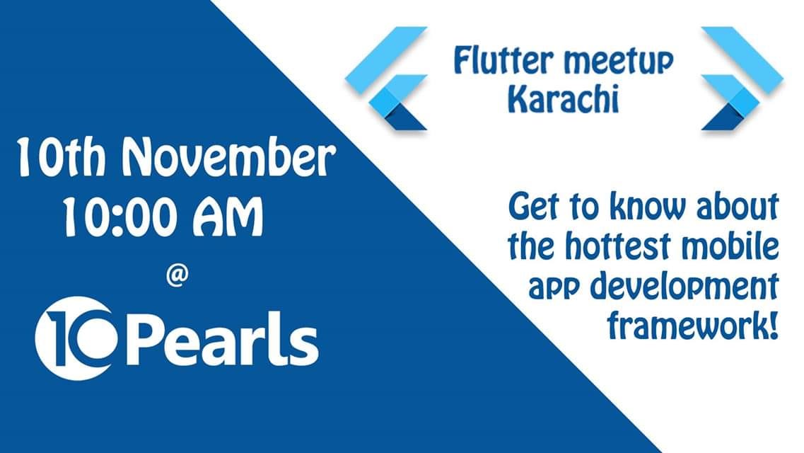 WajahatKarim's tweet card. Flutter Karachi presents Flutter Meetup #1 in Karachi with collaboration with 10 Pearls University
