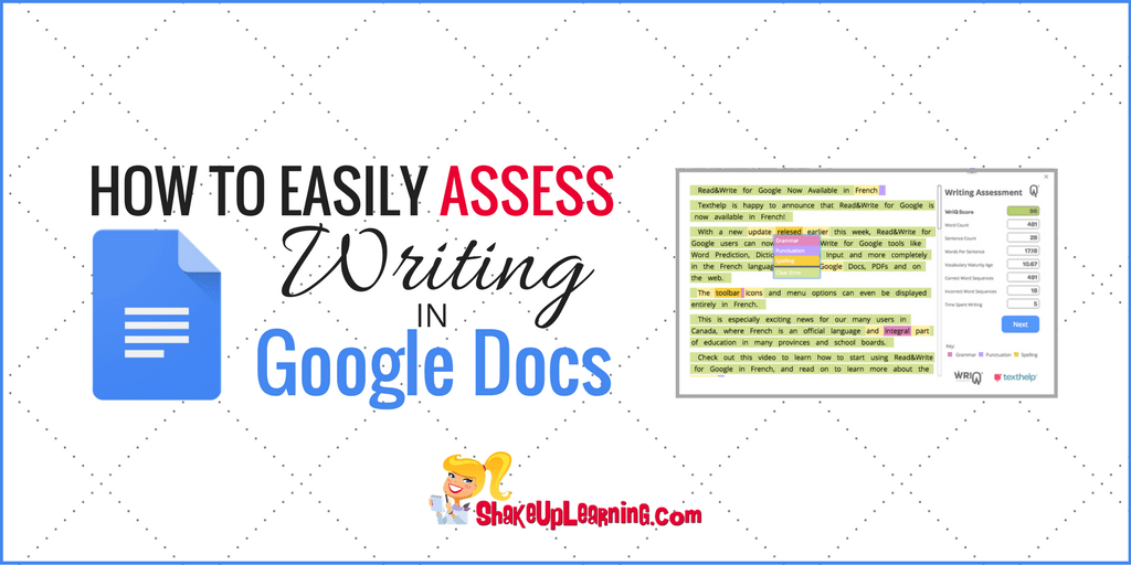 ShakeUpLearning's tweet card. WriQ is currently a FREE tool that helps teachers assess writing in Google Docs. This Google Chrome extension helps teachers not only assess writing, including grammar, punctuation, spelling and more...