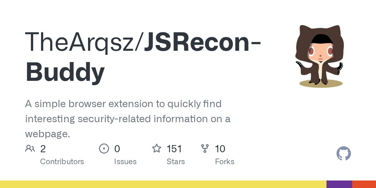 bytes_Knight's tweet card. A simple browser extension to quickly find interesting security-related information on a webpage. - TheArqsz/JSRecon-Buddy