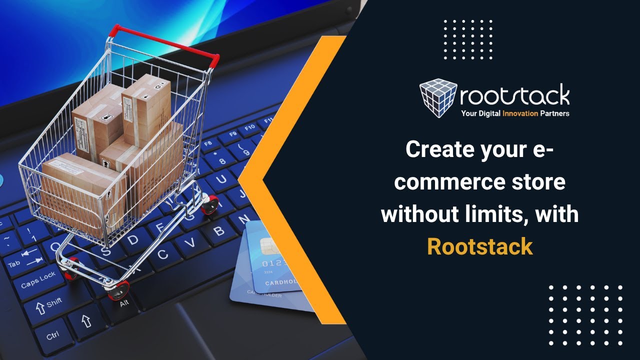rootstack's tweet card. Grow your e-commerce business without limits, with Rootstack