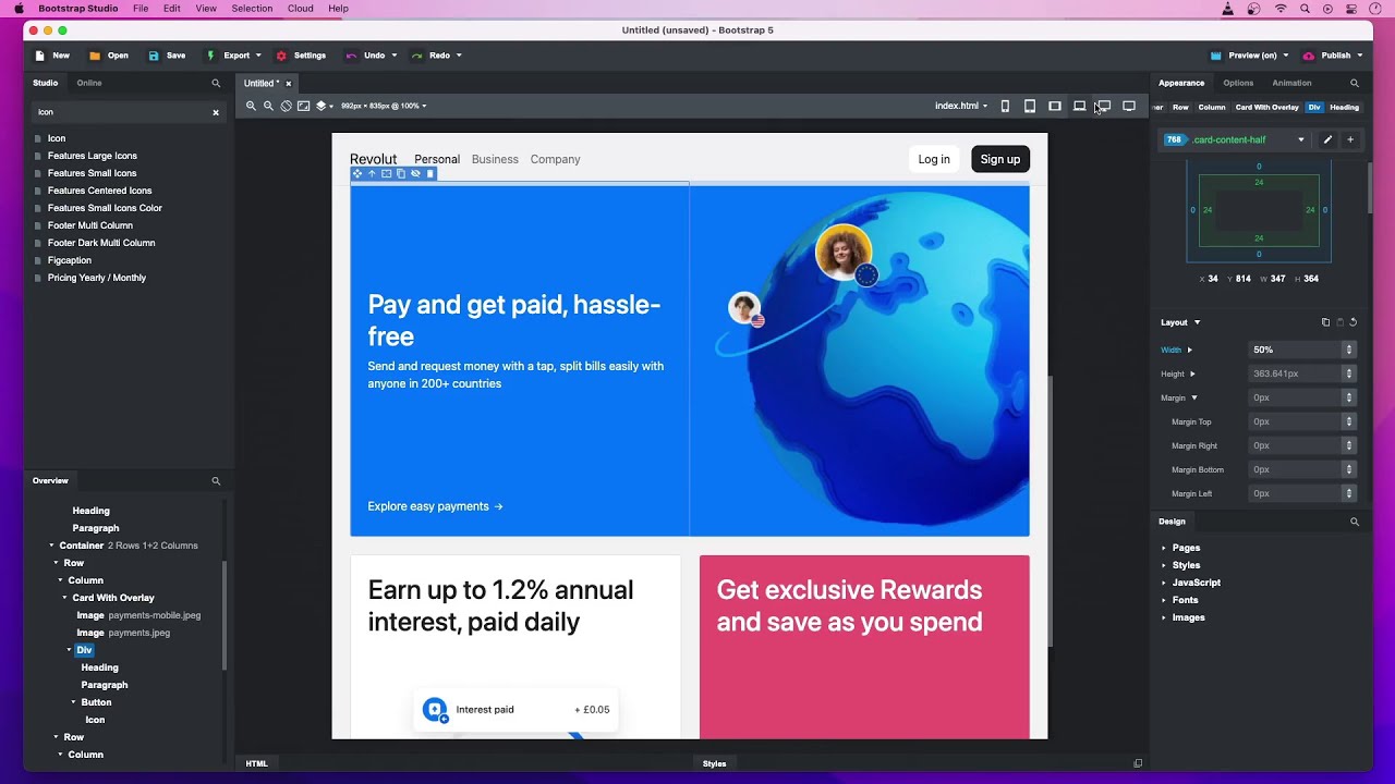 BootstrapStudio's tweet card. Building Revolut's Website in Bootstrap Studio