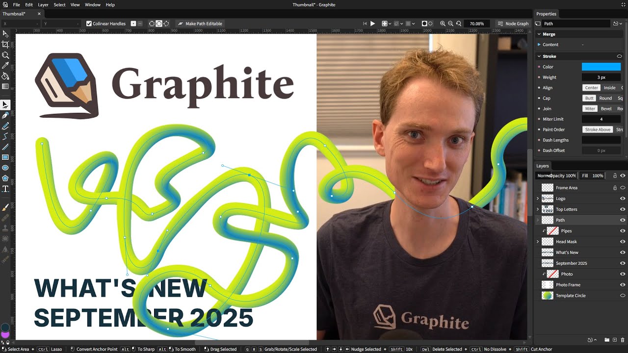 GraphiteEditor's tweet card. September Update - Graphite, the Open Source 2D Graphics Suite