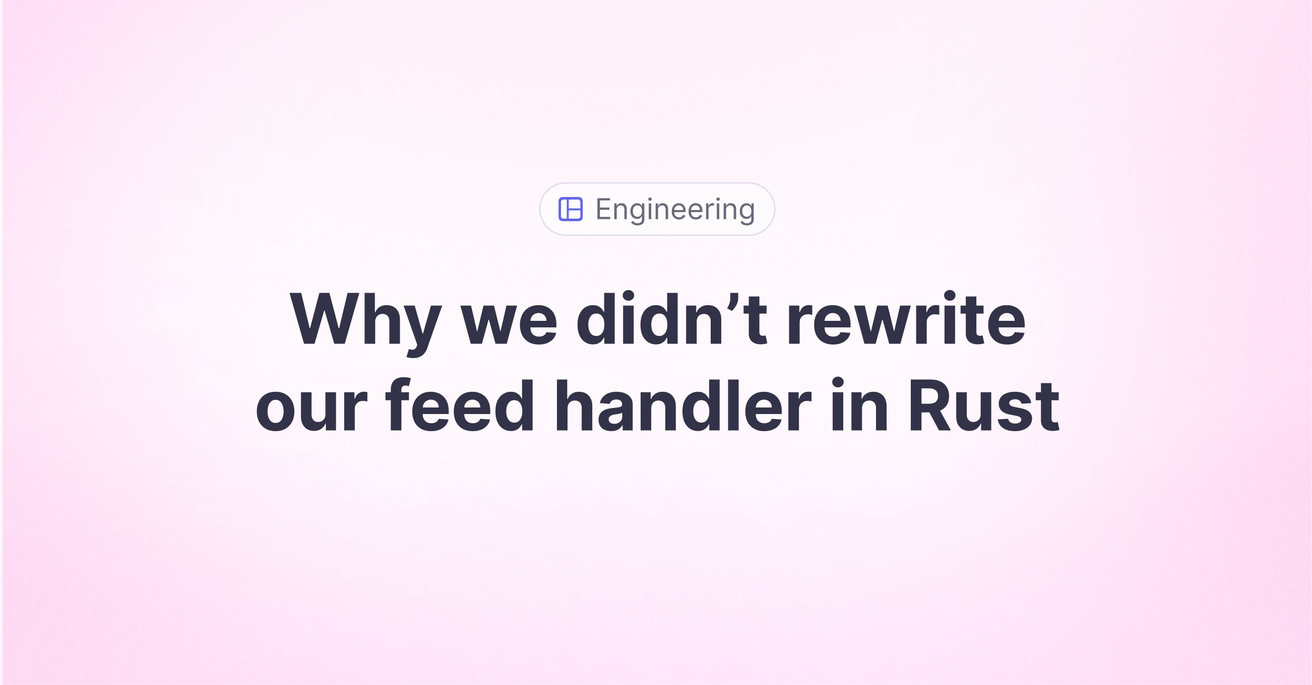 christinaqi's tweet card. We recently faced an interesting decision: what language should we use to rewrite our market data feed handler? Despite Rust's growing popularity in fintech and our own successful use of it in other...