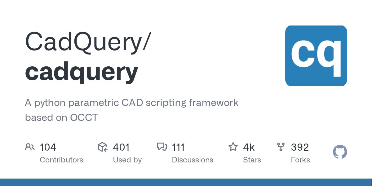 incurablemaker's tweet card. A python parametric CAD scripting framework based on OCCT - CadQuery/cadquery