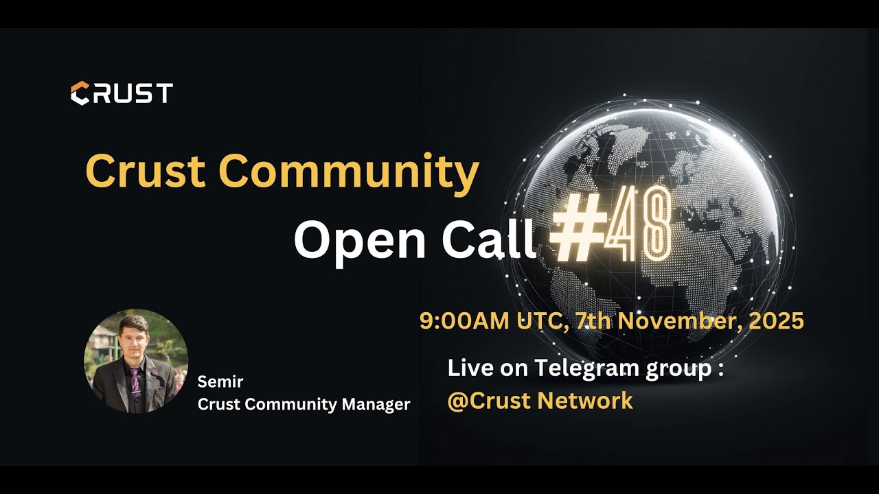 CrustNetwork's tweet card. Crust Monthy Community Open Call #48