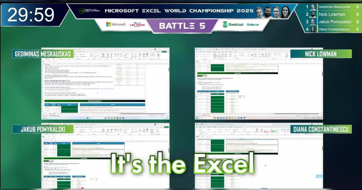 wenly_m's tweet card. Excelは古臭い印象があるが、The Excel World Championshipは世界予選やラスベガス決勝、Microsoft関与があり、関数や計算技術を競う実践的な大会で単なる古さでは説明できない価値がある。
