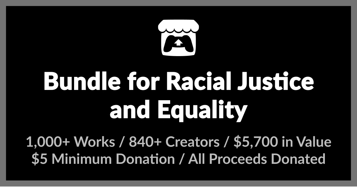 itchio's tweet card. Bundle for Racial Justice and Equality: 1741 items for $5.00